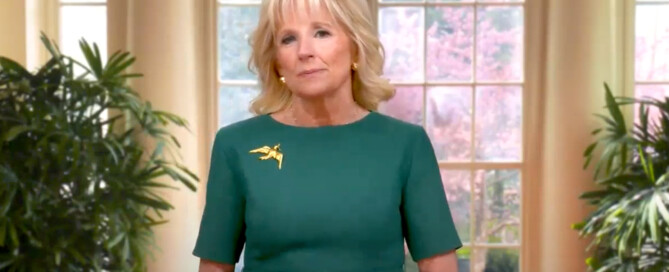 Screenshot of First Lady Dr. Jill Biden from child care event